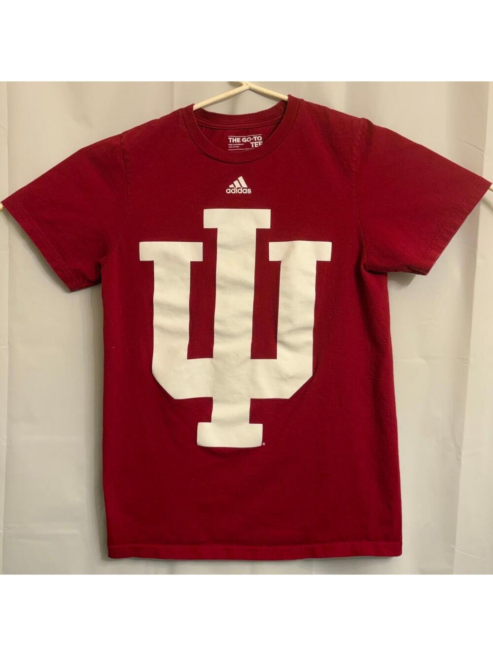 Adidas Indiana Hoosiers IU Logo Go-To Tee T-Shirt Men's Red Size Small NCAA